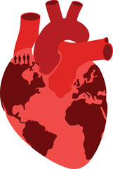 Human figures standing on a stylized earth heart globe people  style vector illustration EPS file download