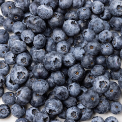 Organic ripe tasty organic blueberries isolated on white studio background