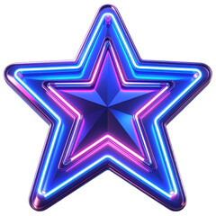 Obraz premium Futuristic Glowing 3D Star Icon – Digital Symbol with Neon Effects