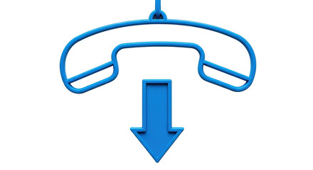 Isolated Blue Phone Icon with Arrow Download