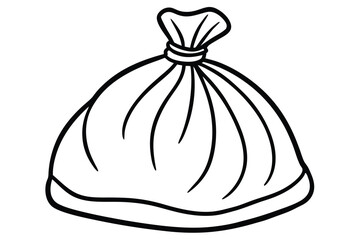 Simple Black Outline Drawing Bag Tied Closed, Empty and Ready to Use