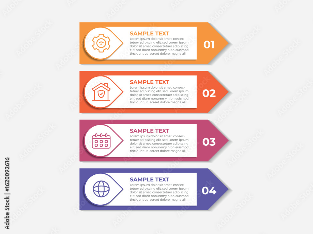Aufkleber 4 steps business data visualization timeline process infographic template design with icons
