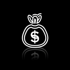 Bag of money on black background.