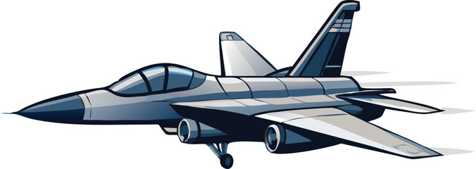 military jet fighter on vector with white background