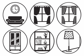 set of black silhouettes of clothes