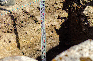 Surveying equipment used to map an archaeological site.