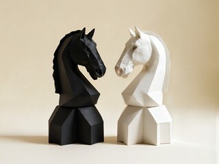 Paper Chess Pieces on a Textured Background