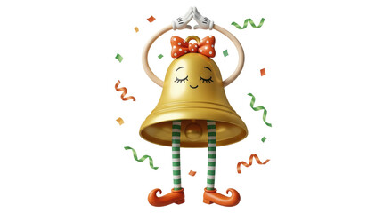 Isolated Christmas Bell Character