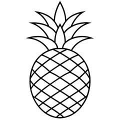 Fototapeta premium Outline of a pineapple isolated on white background, a tropical and sweet fruit