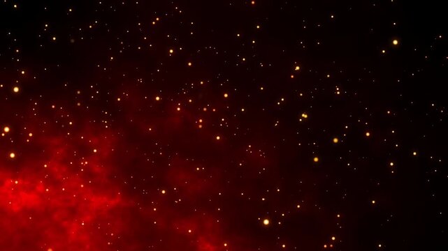 Overlay spark tiny flake burning animation. Hell rising burst inferno. Realistic surreal ember fire dust slowly rising up on black bg 4K.