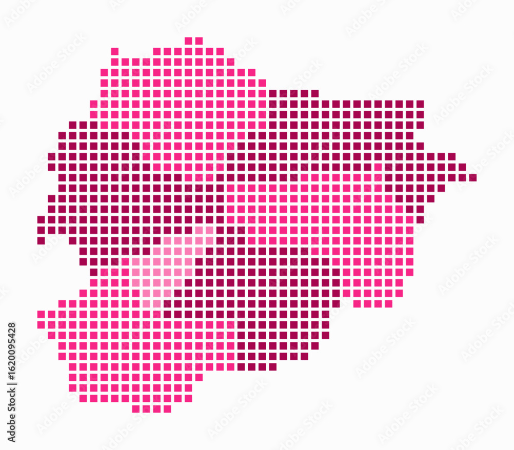 Poster andorra dotted map. digital style map of the country on white background. andorra shape with square 