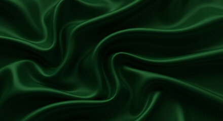 Obraz premium Elegant emerald green fabric flows in graceful folds, creating a luxurious and visually appealing texture for backgrounds.