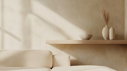 Bright, minimalist cozy living room