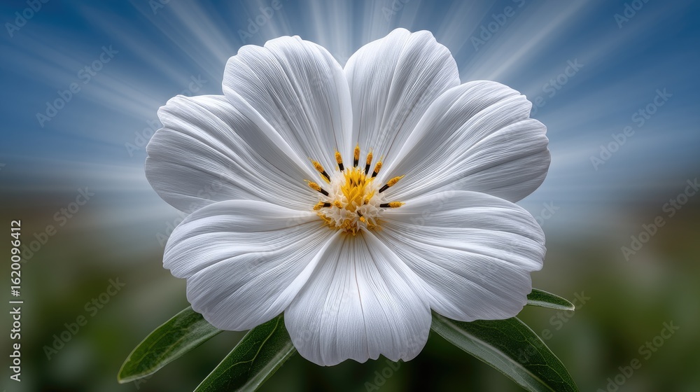 Poster colorful abstract background featuring flowers and rays in a soft focus with ample blank space for t
