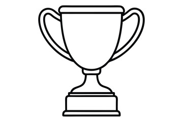 Minimalist trophy illustration Black outline of a classic cup with handles and base
