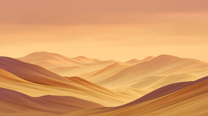 Obraz premium soft curved terrain in gold and brown beneath peach-colored sky