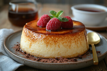 Plate with a decadent dessert beautifully presented.