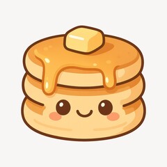 Cute smiling pancake stack illustration.