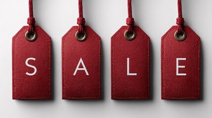 Striking Red Sale Tags with Letters S, A, L, and E on Bright White