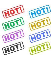 Collection of colorful hot stamps isolated on transparent background