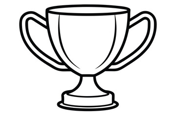 Simple Black and White Outline of a Trophy with Two Handles Design