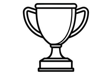 Outlined Trophy Illustration Simple Black and White Design with Handles and Base