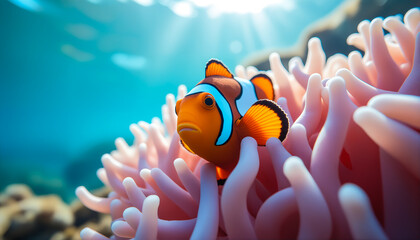 Perfect pairing of vivid fish and soft coral tentacles.