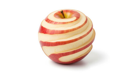Illustration of closeup of a peeled apple with spiral pattern isolated on white background