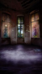 Old room with magical glowing windows