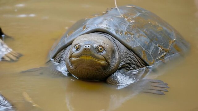 Turtle in murky water