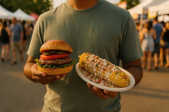 Delicious street food festival delights.