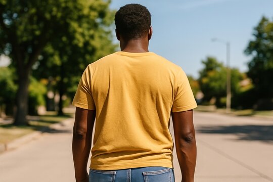 Man walking sunny street