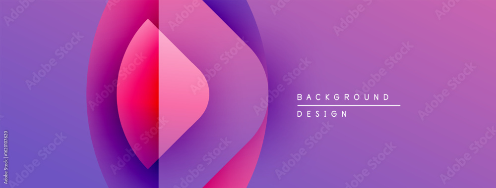 Poster abstract gradient shapes create dynamic visual. pink, purple hues dominate composition. text reads b