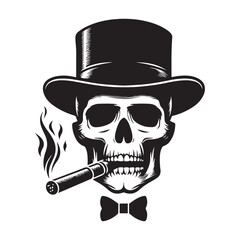 Vintage Gentleman Skull Smoking a Cigar Vector