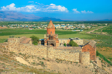 Khor Virap is an Armenian monastery located in the Ararat plain in Armenia, near the border with Turkey, about 8 kilometers south of Artashat, Ararat Province, overlooking Mount Ararat