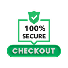 100 Percent Secure Checkout Green Badge – Trusted E-commerce Payment SVG Vector