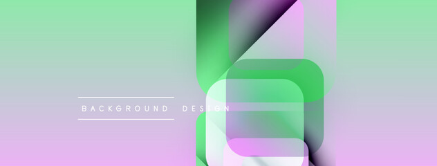 Fototapeta premium Abstract pastel gradients form layered geometric shapes. Text reads background design. Minimalist composition, soft color palette.