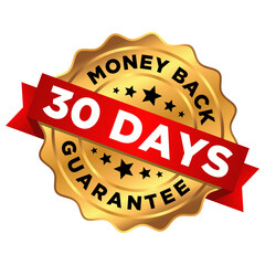 Golden 30 day Money Back Guarantee Seal – Premium Refund Badge SVG Vector for E-commerce Trust