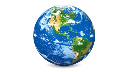 3D Globe Illustration with North and South America Isolated on White Background