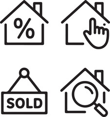 real estate icon  set house percentage sold search click