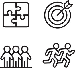 Teamwork icon set. Business related line icons meeting, cooperation, support, collaboration, partnership, society, workshop, work group (4)_traced