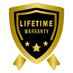 Lifetime Warranty Golden Badge – Premium Guarantee Seal SVG Vector for E-commerce Trust