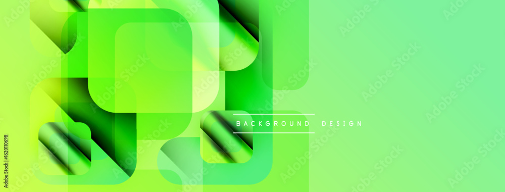 Aufkleber abstract geometric shapes overlap, creating vibrant green gradient background. modern design element