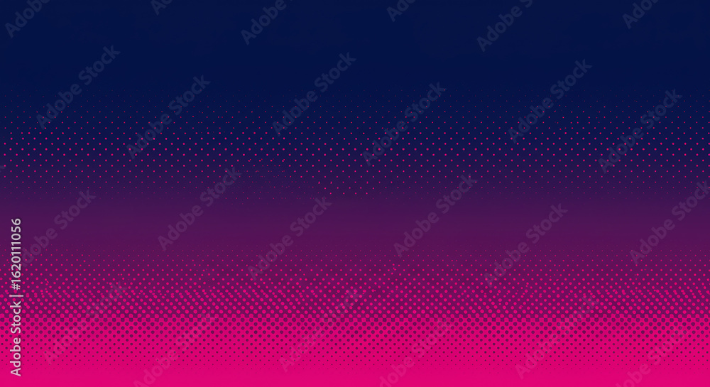 Poster halftone pattern with gradient from navy to pink background