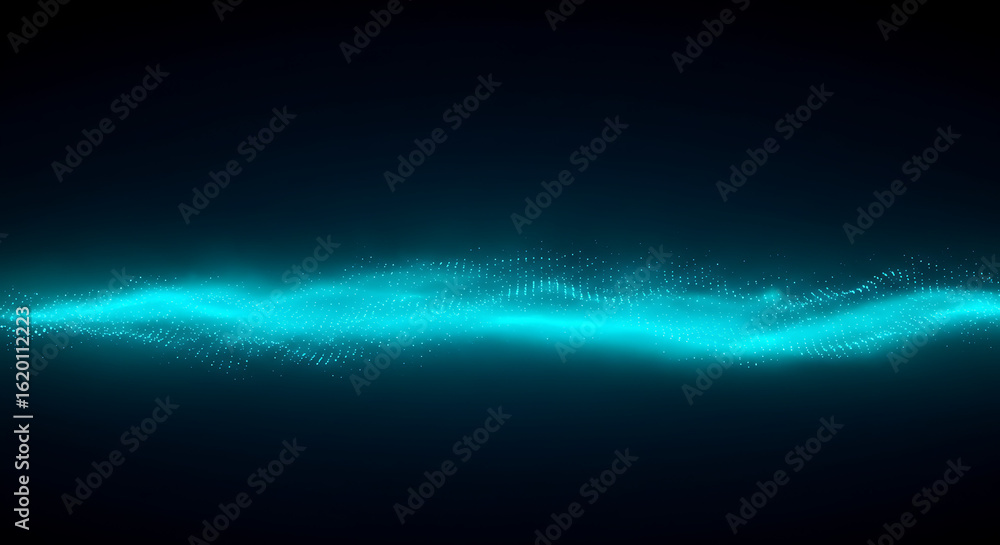 Poster abstract wave of light glowing points on dark background