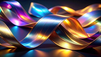 Abstract Colorful Iridescent Ribbons