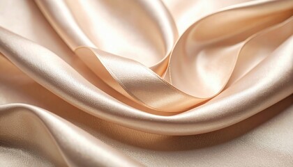Cream Satin Fabric Texture Close Up