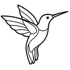 Minimalist Hummingbird Line Art Illustration