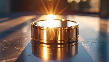 Golden Ring Closeup With Sunlight Reflections