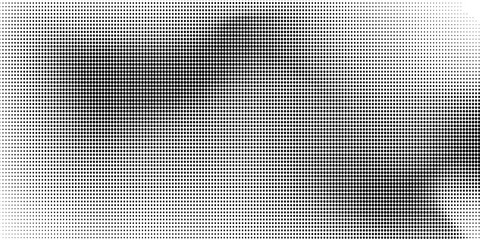 Grunge halftone gradient background. Faded grit noise texture. White and black sand wallpaper. Retro pixelated backdrop. Anime or manga style comic overlay